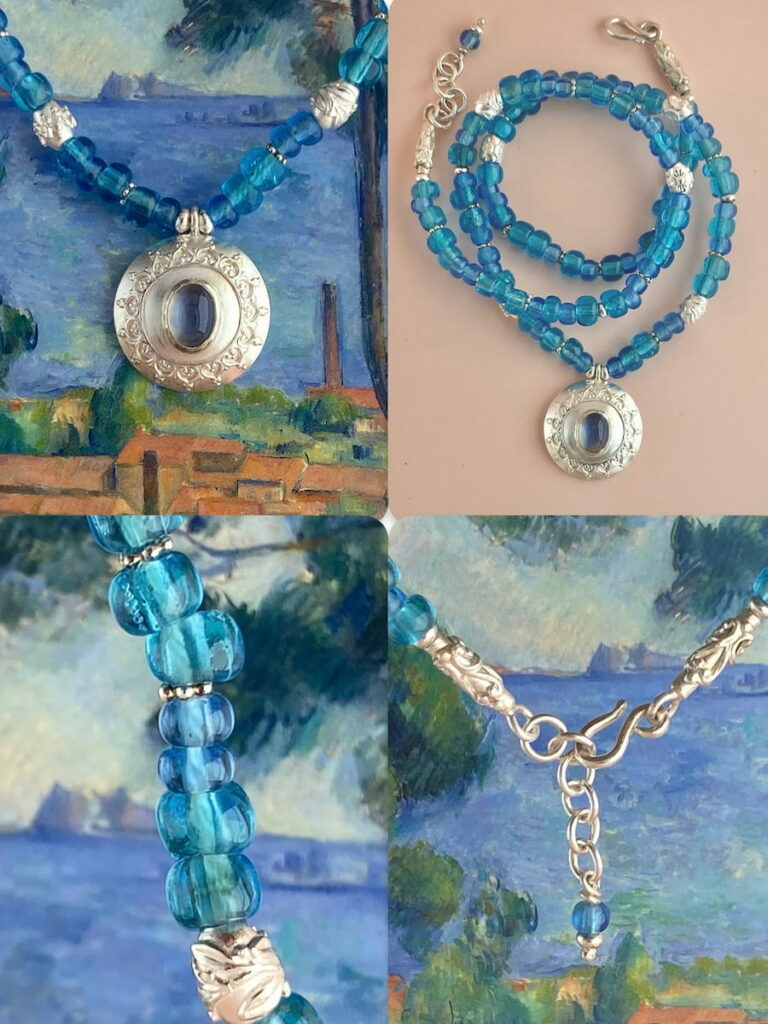 Element Eve - Eva Schöneweiß - Kette Muranoglas türkis mit Mondstein
